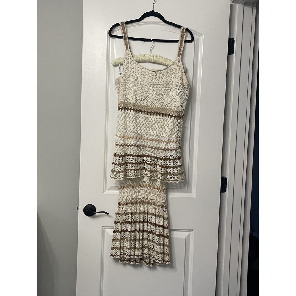 Vintage Bandolino Y2K Mermaid Boho Crochet Matching Skirt Set-Top XL, bottoms L - Picture 10 of 13